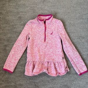 3/$15 Girls Nautica pink fleece pullover with peplum size 5